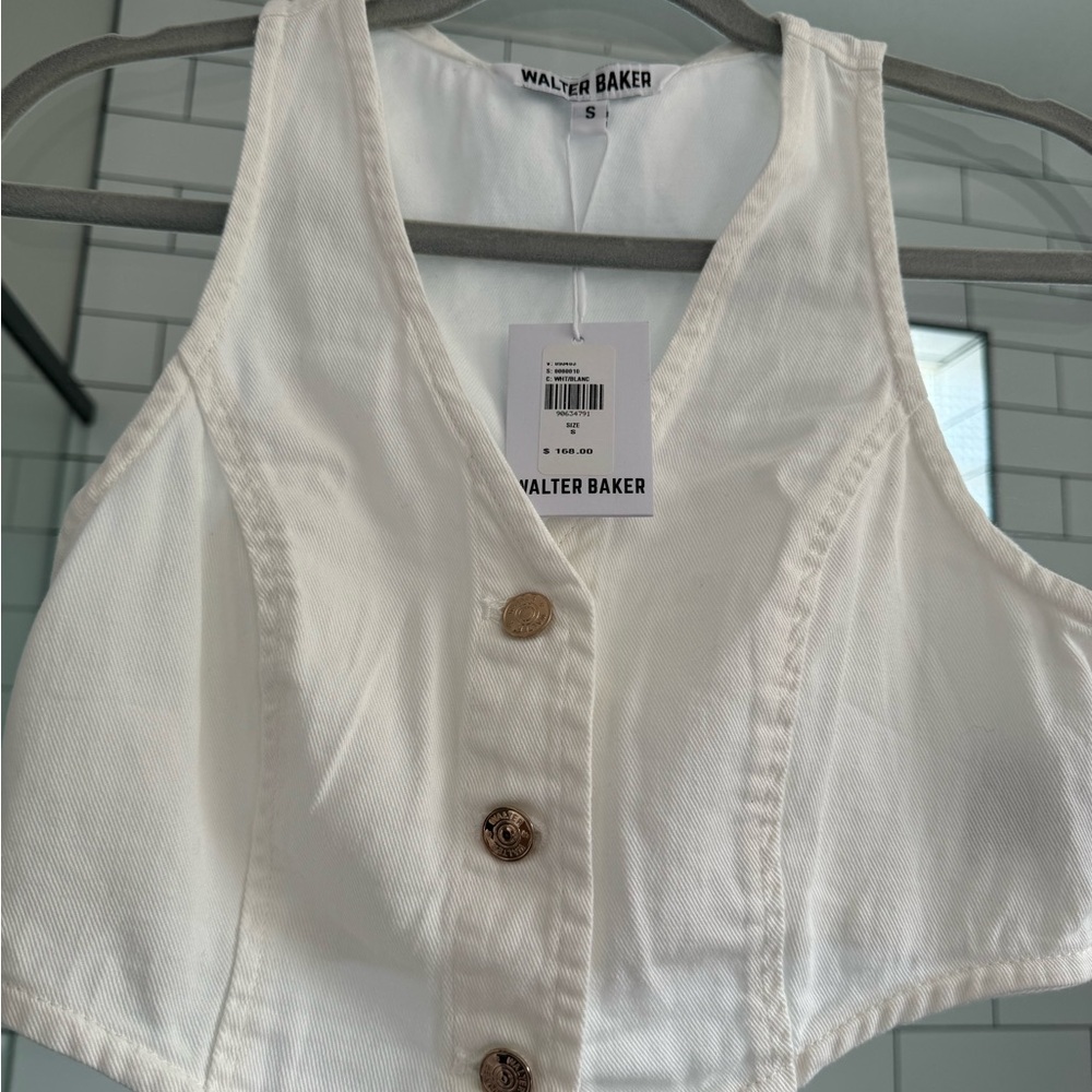 Walter Baker White Fitted Crop Tank Top